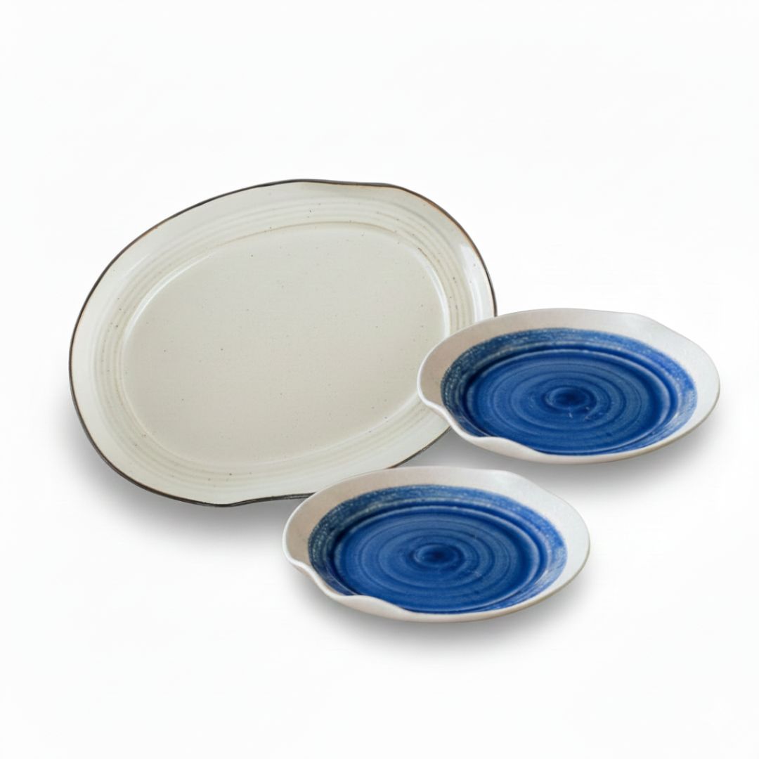 Oval Platter & Dessert Plates Set