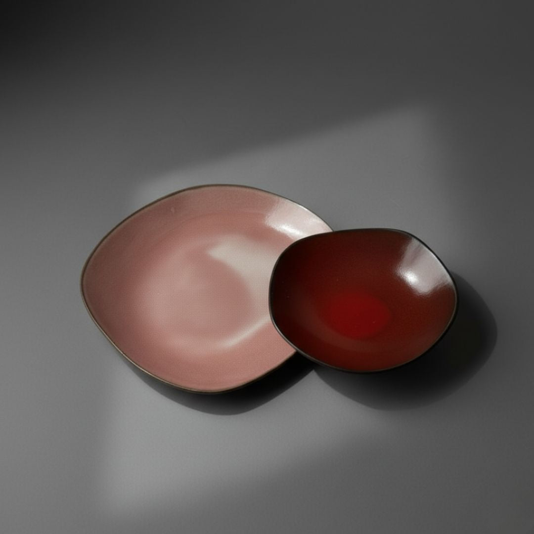Hana Karim Plate Set – Rose Water & Pomegranate Red
