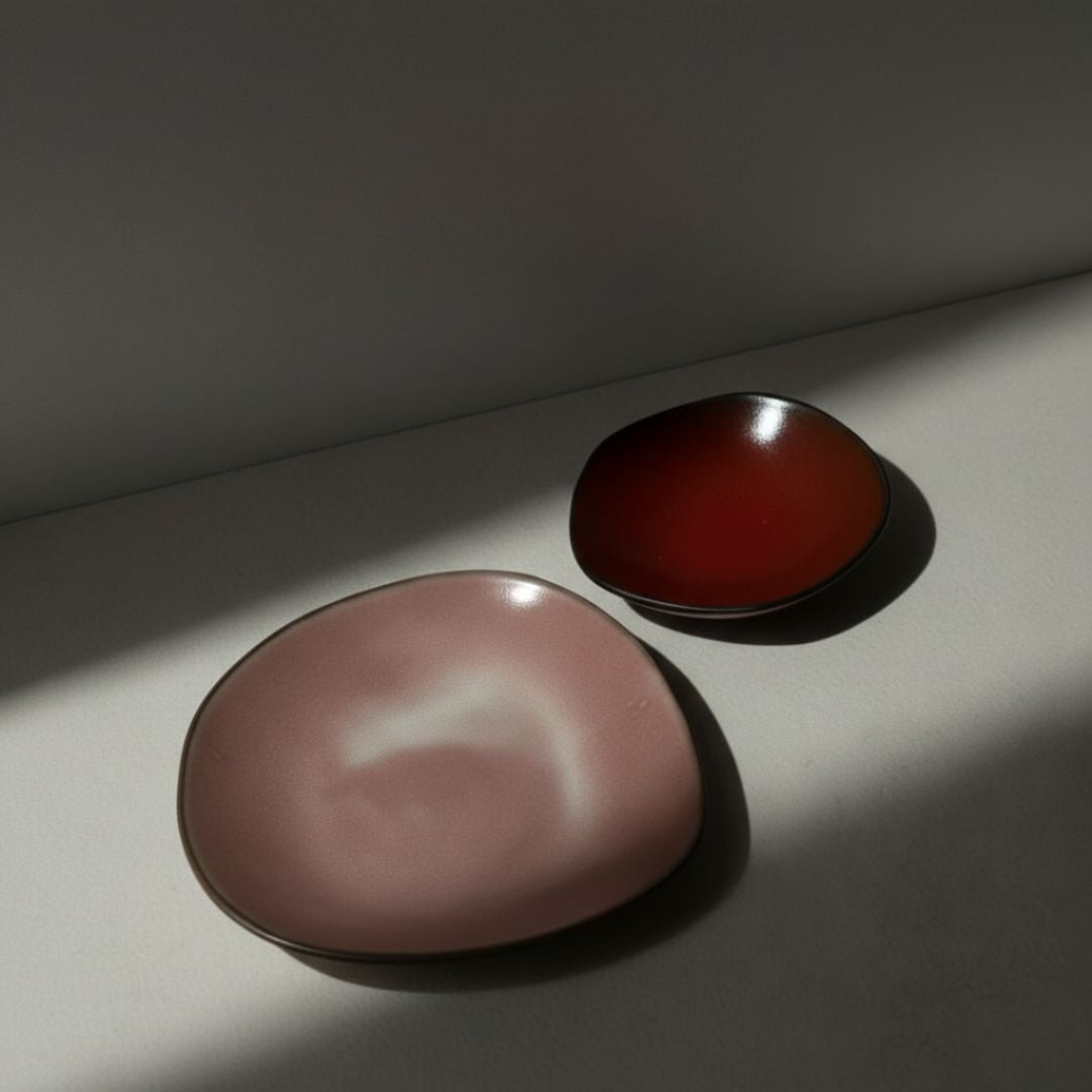 Hana Karim Plate Set – Rose Water & Pomegranate Red