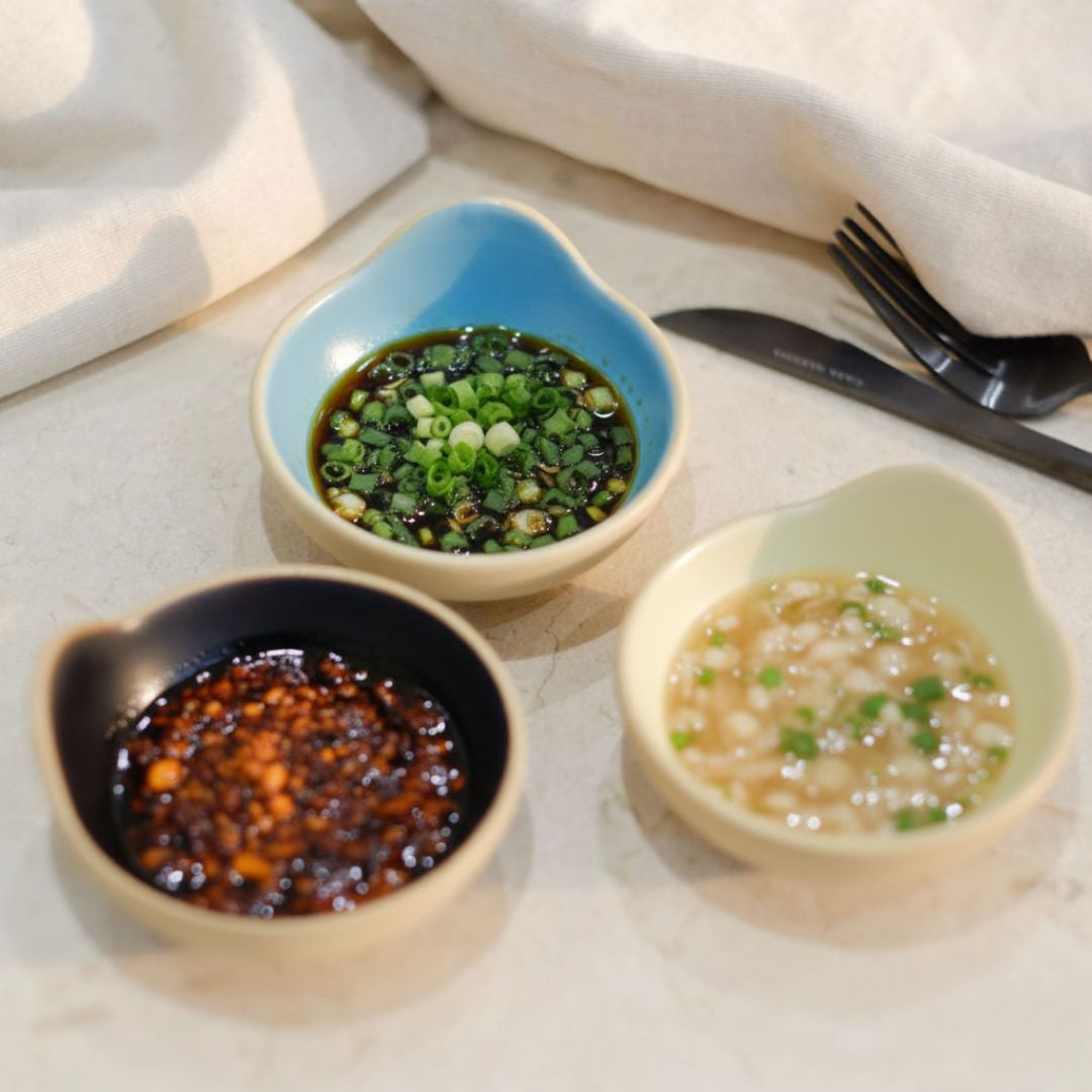 Oval & Round Platters with Dip Bowls Set