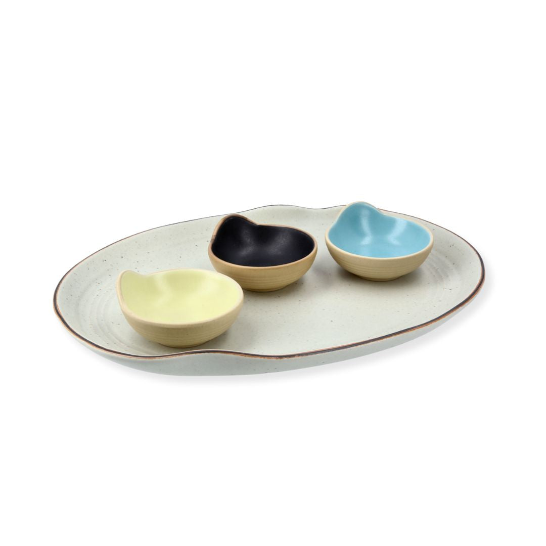 Oval Platter and Dip Bowls Set