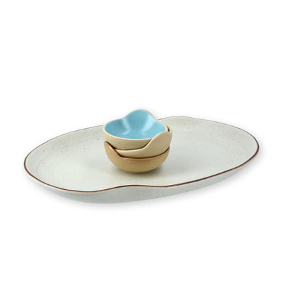 Oval Platter and Dip Bowls Set