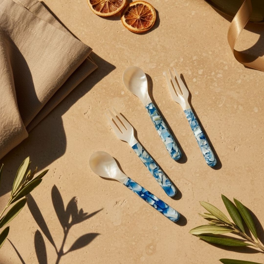 Mother of Pearl Appetiser Fork &amp; Spoon Set