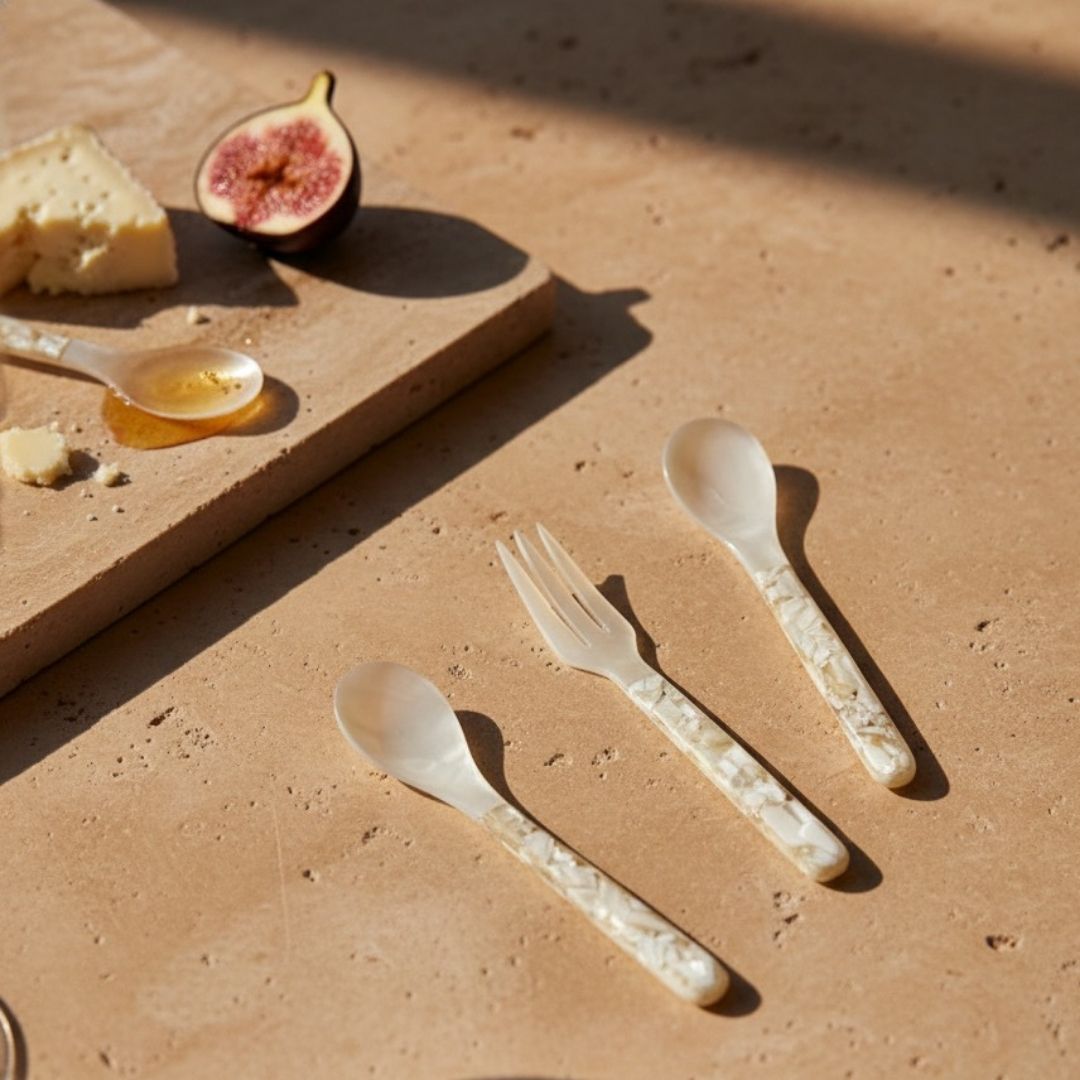 Mother of Pearl Appetiser Fork &amp; Spoon Set