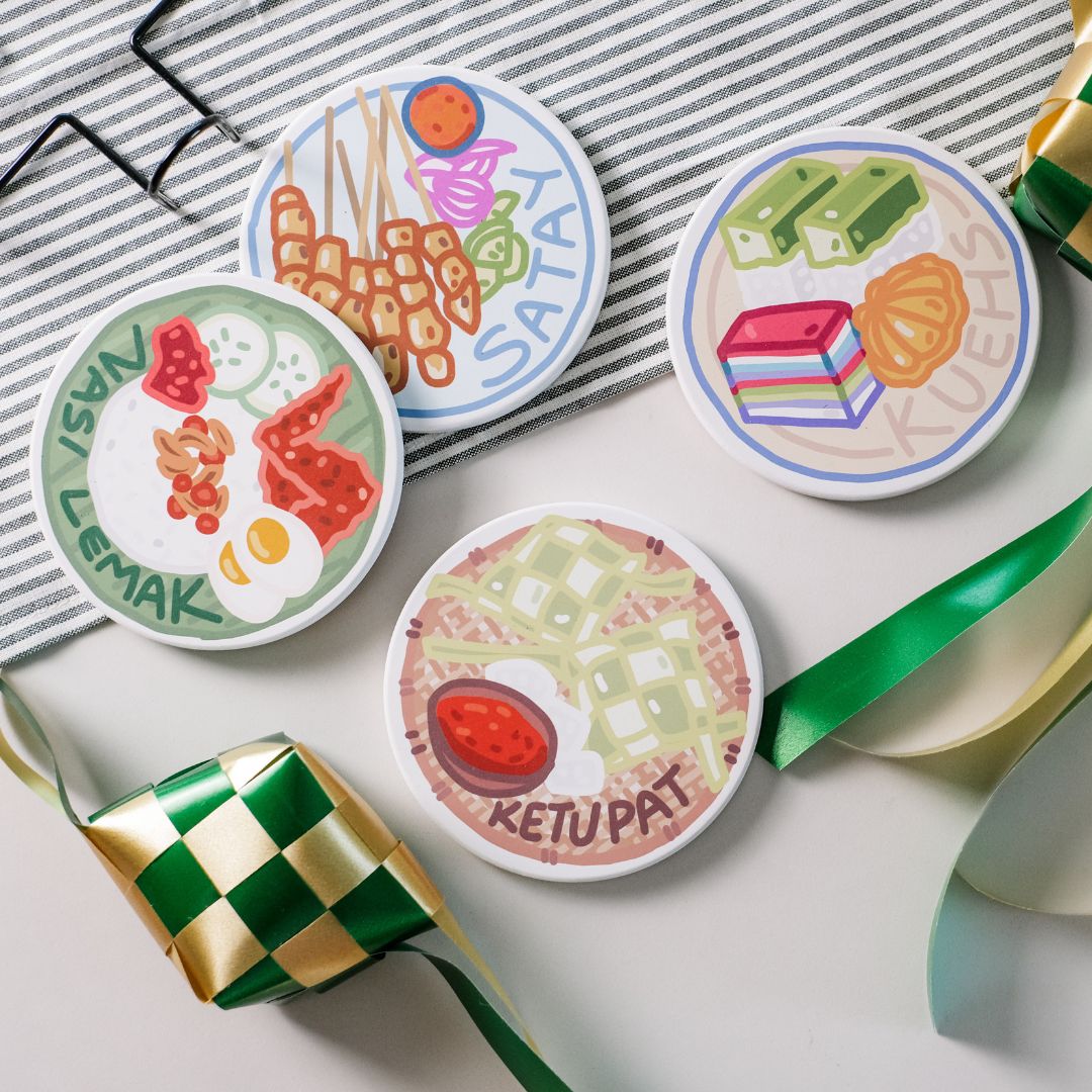 Makan Favourites Diatomite Coasters Set of 4 Unique Coasters