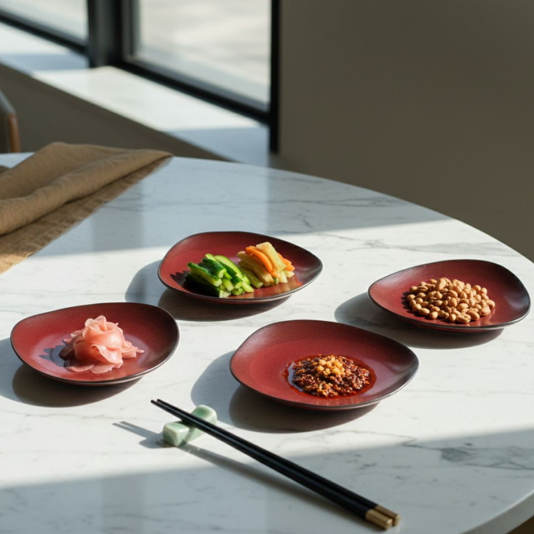 Round Platter, Mini Plates &amp; Mother of Pearl Utensils Set