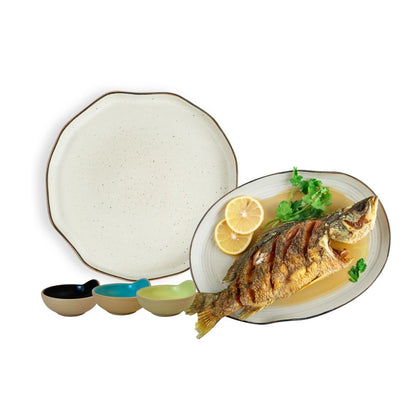 Oval &amp; Round Platters with Dip Bowls Set