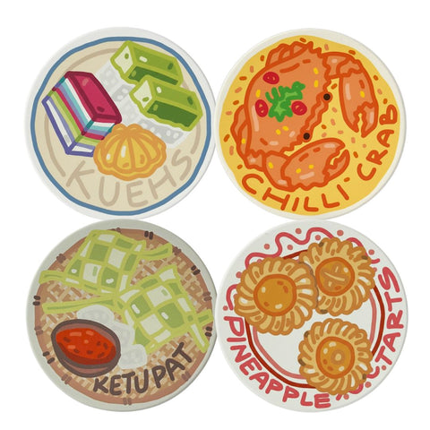 Festive Feasts Set of 4 Diatomite Coasters