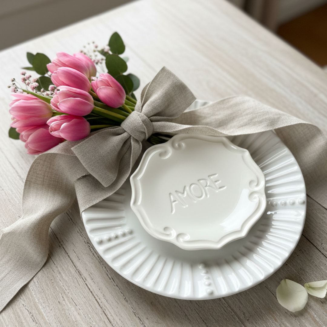 Incanto White Stripe Plate &amp; Amore Dish Bundle