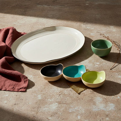 Serving Platter &amp; Dip Bowls Set