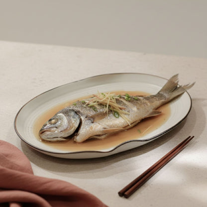 Oval Platter, Sharing Plates &amp; Mother of Pearl Utensils Set