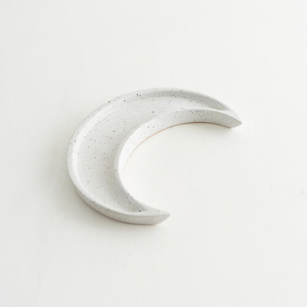 Crescent moon shaped jewelry trinket ceramic dish 